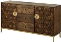 Sideboard Mango braun ge&ouml;lt DIAMOND #222 | 146x40x77 cm 55 kg Art D&eacute;co...