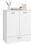 HOMCOM Sideboard Kommode mit Doppelt&uuml;ren, Schublade, 80x42x100 cm, Wei&szlig; 