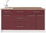 Vicco K&uuml;chenblock Fame-Line, Bordeaux Hochglanz/Wei&szlig; 150 cm | 3 Module &middot;