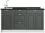 Vicco K&uuml;chenblock Fame-Line, Gr&uuml;n-Gold Landhaus/Wei&szlig; 150 cm | 3 Module &middot;
