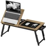 HOMCOM Laptoptisch H&ouml;henverstellbar Betttisch 83,5 x 33 x 23,5-34 cm Eiche | Mit