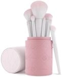 Make-up Pinselset 9-teilig | 8 vegane Pinsel + Leder-K&ouml;cher | F&uuml;r Foundation, Puder