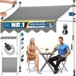 KESSER&reg; Klemmmarkise mit Handkurbel & LED Lichterkette | Balkonmarkise ohne...