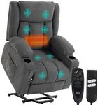 HOMCOM 2 Motor Fernsehsessel mit Aufstehhilfe Massage Heizung Liegefunktion 