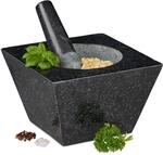 Relaxdays 6,75 kg XXL M&ouml;rser mit St&ouml;&szlig;el, Granit, 750 ml, schwarz | Gew&uuml;rze &