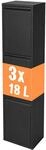 Relaxdays M&uuml;lleimer, 3 F&auml;cher, 3x18 l, schwarz | aufklappbar, entnehmbare