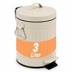 Relaxdays Kosmetikeimer, 3 Liter, Absenkautomatik, beige | entnehmbarer Inneneimer,