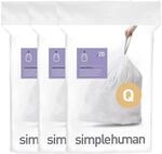 simplehuman CW0264 Code Q passgenaue M&uuml;llbeutel, 50-65 Liter, 3 x Packung mit 20 (60