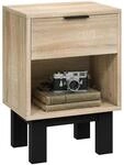 HOMCOM Nachttisch mit Schublade f&uuml;r Schlafzimmer 35 x 26 x 50 cm Eiche | Offenes