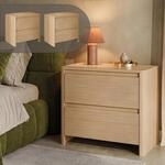 [en.casa] Nachttisch 2X Takranmaa mit 2 Schubladen 54x60x40 cm Eicheoptik