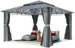 TOOLPORT Gartenpavillon 4x4 m Alu-Rahmen, Polycarbonat Dach ca. 8mm, grau 