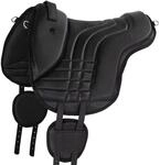 Equinate Reitpad Stella aus synthetischem Leder Pony Schwarz - Bareback Pad mit
