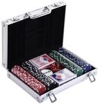 HOMCOM Pokerkoffer Pokerset 200 Pokerchips 2xKartenspiel 29,5x20,5x6,5 cm 