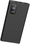 PLATINET Power Bank 10000 mAh Polymer PD 3.0 QC 3.0 LED-Display, Schwarz
