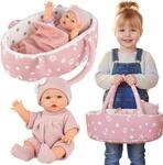Kinderplay Babypuppe mit Trage und Zubeh&ouml;r &ndash; 30cm Puppe mit Decke, Kissen &
