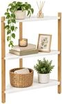 Relaxdays Eckregal, HxBxT: 60 x 46 x 25 cm, 3 Ablagen, Natur, wei&szlig; | Standregal