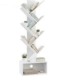 Relaxdays B&uuml;cherregal, 6 Ebenen, HBT: 113x38x20 cm, Baum-Design, B&uuml;cher & CDs, mit