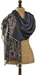 Loberon Schal Laine, dunkelblau | Paisley, Handgearbeitete Stickerei,...