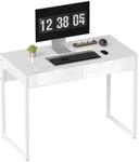 HOMCOM Schreibtisch mit 2 Hochglanz Schubladen, 100 x 50 x 75cm, Wei&szlig; 