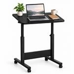 Relaxdays Laptoptisch h&ouml;henverstellbar, 67-90 cm, schwarz | neigbar, Rollen, C-Form