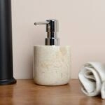 wohnfreuden Marmor Seifenspender Creme rund 15 cm - Nachf&uuml;llbarer...