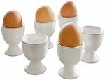 LOBERON Eierbecher 6er Set Fontienne, wei&szlig; | Aus Steingut, Von Hand gefertigt...