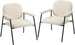 HOMCOM Sessel 2er-Set Wohnzimmer Loungesessel mit Chenille-Optik, Creme |...