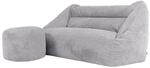 Icon Cecilia Cord Sitzsack Sofa und Hocker mit F&uuml;llung, Grau | In Deutschland
