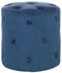 Beliani Pouf Samt blau rund 40 cm gesteppt mit Knopfheftung Chesterfield-Stil...