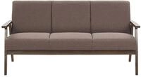 Retro Polstersofa 3-Sitzer braun mit Holzgestell und Federkern Couch Asnes
