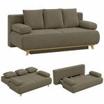 HOMCOM Schlafsofa 188x140cm 3-Sitzer Sofa mit Bettfunktion, Dunkelgr&uuml;n |...