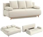 HOMCOM Schlafsofa 188x140cm 3-Sitzer Sofa mit Bettfunktion, Beige | Schlafcouch...