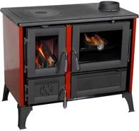 Kaminofen mit Backfach und Herdplatte 4013 Rot Holzofen 8 kW Holz Ofen