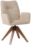 Drehbarer Esszimmerstuhl Leinenoptik Stoff beige hohe R&uuml;ckenlehne Mokena