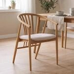 ebuy24 Esszimmerstuhl mit Armlehnen Asti Eiche/Sandgrau | Massives Eichenholz,