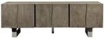 FineBuy Lowboard 160x46x56 cm Akazie Massivholz Smoked Grey | TV-Kommode hoch...