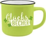 GRUSS & CO Becher Motiv "Gl&uuml;cksbecher" | New Bone China Porzellan, Emaille-Optik, 35