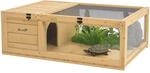 PawHut Schildkr&ouml;tenhaus Outdoor Holz Schildkr&ouml;tengehege Haupth&auml;usern Gelb 