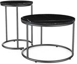 Vicco Couchtisch-Set Ottawa, Schwarzer Marmor, 55 x 55 cm | 2 Teile, zur...