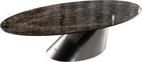 DELIFE Wohnzimmertisch Edge Oval 140x80 cm | Keramik Emperador Extra Lucidato