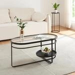 [en.casa] Couchtisch Kumla Wohnzimmertisch mit unterer Ablage Sofatisch oval
