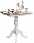 Loberon Tisch Kingston, wei&szlig;/braun | Tischplatte mit Intarsien, Fu&szlig; mit