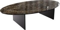 DELIFE Wohnzimmertisch Edge Oval 140x80 cm | Keramik Emperador Extra Lucidato