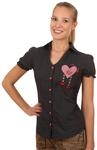Edelnice Trachten Bluse mit Herz Applikation und R&ouml;schen, Damen, Schwarz,...