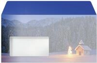 SIGEL Weihnachts Umschl&auml;ge Christmas Chapel DIN lang 50 St&uuml;ck | DU645, Blaues Motiv