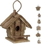 Relaxdays Deko Vogelhaus zum Aufh&auml;ngen, unbehandeltes Holz, Balkon, Terrasse,