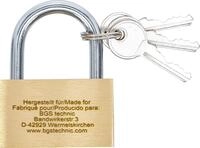 BGS Diy 3099 | Messing-Vorh&auml;ngeschloss | 50 mm | 3 Schl&uuml;ssel | geh&auml;rteter B&uuml;gel