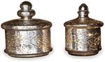 Loberon Glasdose 2er Set Elexa, antiksilber | Angeschliffene Oberfl&auml;che,