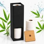 Relaxdays Toilettenpapier Aufbewahrung, 4 Rollen, schwarz/Natur | HxBxT: 46,4 x 14 x