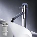 Wasserhahn Bad Hoch, Waschtischarmatur mit Klick-Ablaufgarnitur, Waschbecken